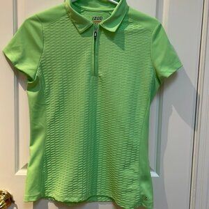 Izod Performance sz M collared golf shirt - bright green - great pattern/texture